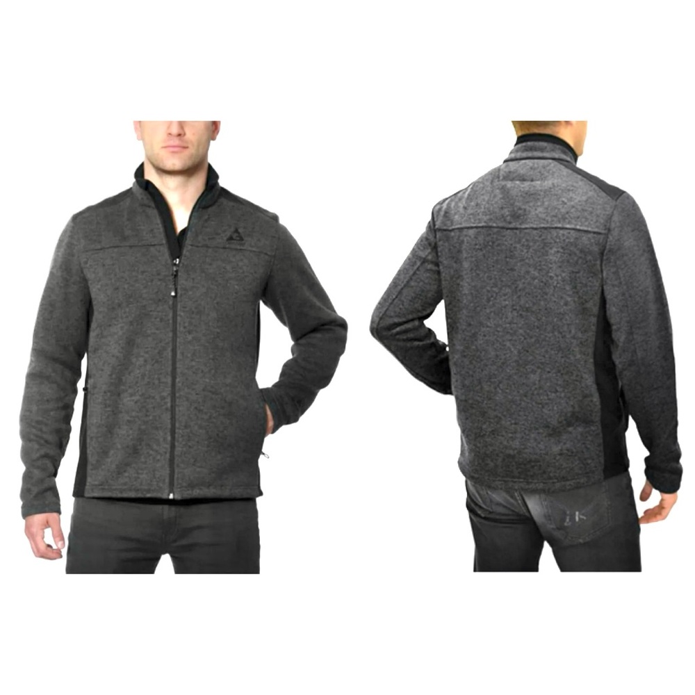 Gerry Mixed Media Knit on the Go Heathered Gray Zip Up Jacket Size Medium